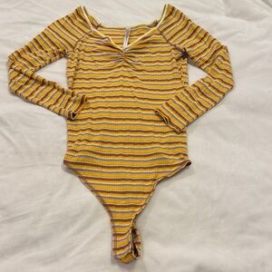 Free People Yellow and Purple Striped Kids Bodysuit
